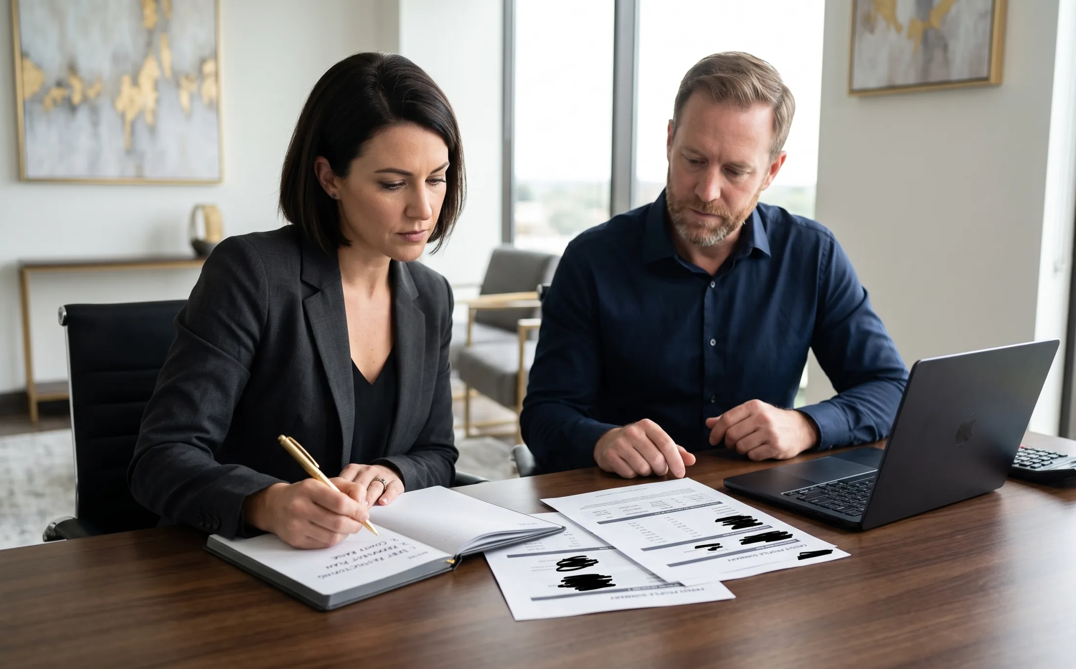 Advisor reviewing credit utilization, account history and funding strategy before applications